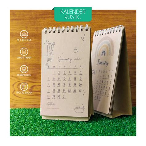 Jual Kalender 2024 Meja Rustic Mini Kalender Mini Kalender Rustic