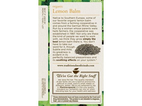 Traditional Medicinals Lemon Balm Tea