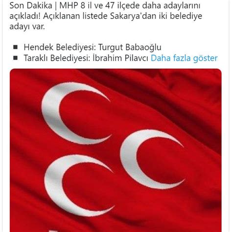 Mhp Sakarya Daki Iki L E Aday N A Klad Pamukova Halk