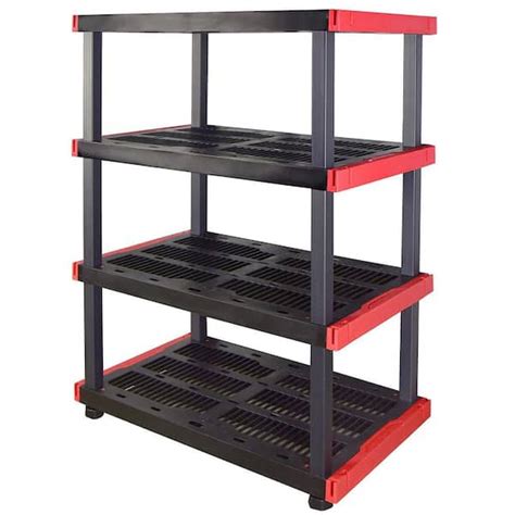 Hdx Tier Plastic Garage Storage Shelving Unit In Black