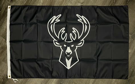 Milwaukee Bucks Logo Flag 3x5 Ft Sports Black Banner Man Cave Garage