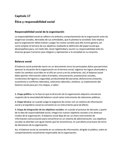 Ética Y Responsabilidad Social Pdf Gestión De Recursos Humanos Evaluación