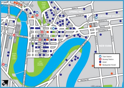 Brisbane Map Tourist Attractions - TravelsFinders.Com