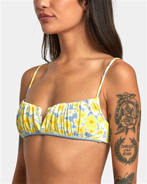 Freya Shirred Bralette Bikini Top Dusty Blue Rvca