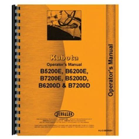 Operator's Manual fits Kubota B5200 B7200 B6200 B7200 B6200 B7200 B5200 ...