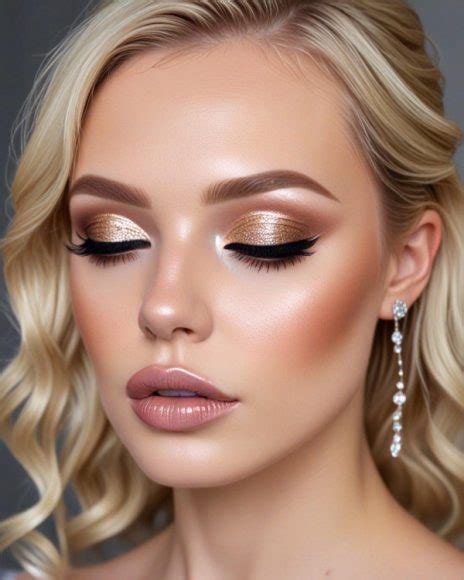 42 Bridal Makeup Looks For Every Hair Colour Golden Bronze And Glossy Nude Bridal Look