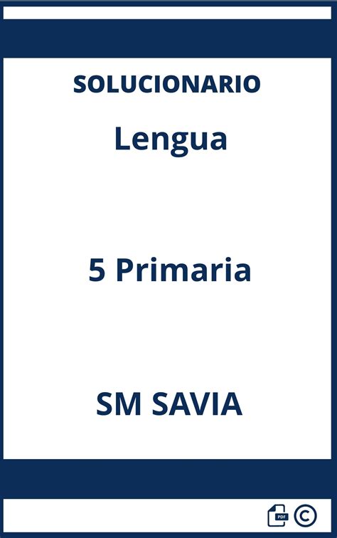 Solucionario Lengua 5 Primaria SM SAVIA Descargar