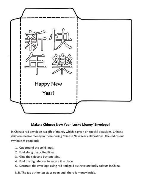 Chinese New Year Lucky Money Envelope Template Download Printable Pdf