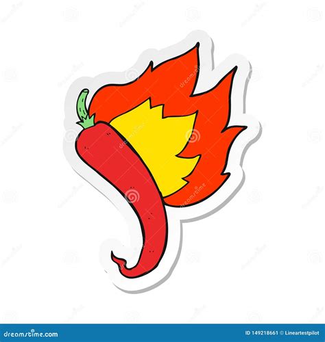 Sticker Of A Cartoon Flaming Hot Chilli Pepper Stock Vector Illustration Of Vegetable Artwork