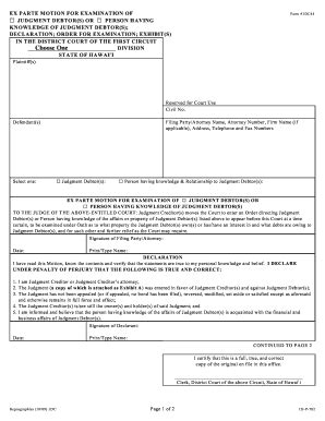 Fillable Online State Hi A 1st Cir Ex Parte Motion For Examination Of