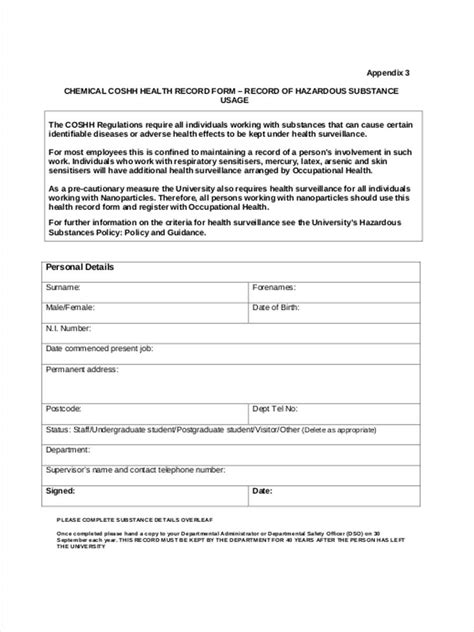 Free 6 Health Surveillance Forms In Pdf