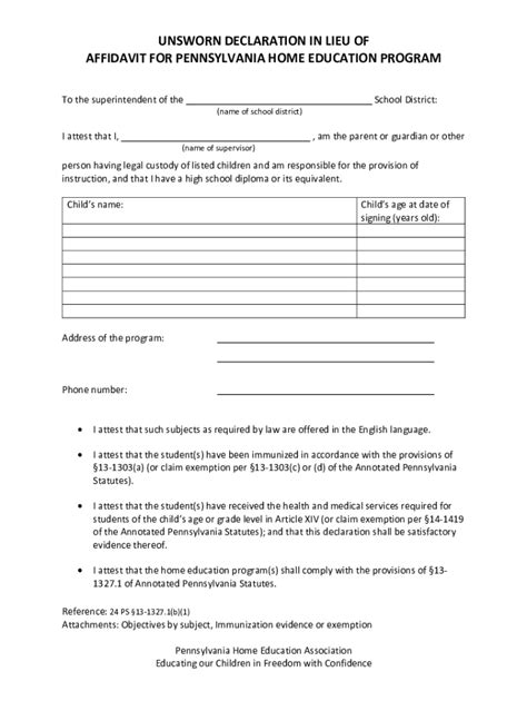 Fillable Online Pennsylvania Homeschool Affidavit And Declaration Fax