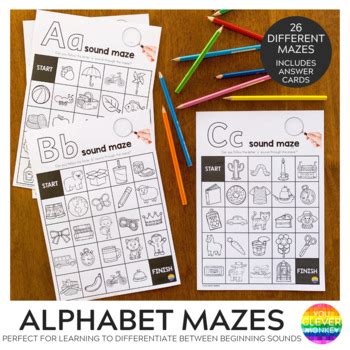 Alphabet Sound Mazes Black And White Version By You Clever Monkey