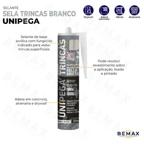 Sela Trincas Adesivo Acrílico Selante Branco 400g Unipega