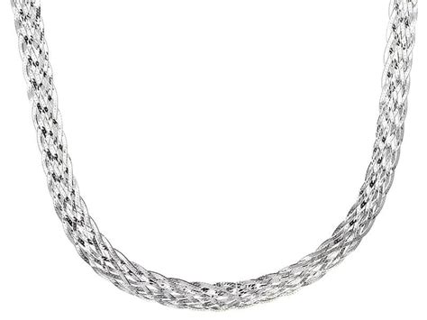 Sterling Silver 8 Strand Braided Herringbone Link 18 Inch Necklace