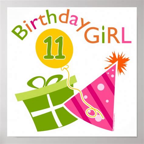 11th Birthday Birthday Girl Poster