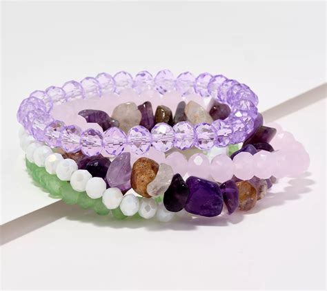 Susan Graver Set Of 5 Beaded Stretch Bracelets QVC