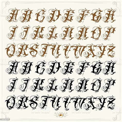 Popular Gangster Tattoo Typeface Stock Illustration - Download Image ...