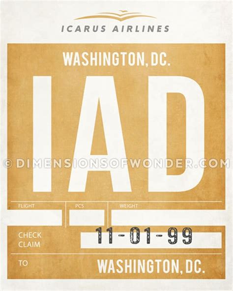 Washington DC Airport Code Print, Washington DC Art, Washington DC ...