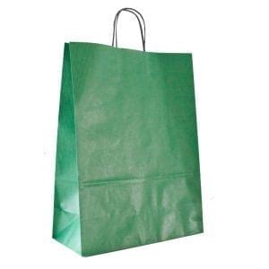 Green Printed Paper Carrier Bags Twisted Handle Atom Printed Carrier Bags