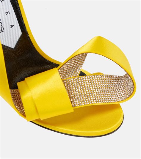 X Sergio Rossi Marquise Embellished Satin Sandals In Yellow Area