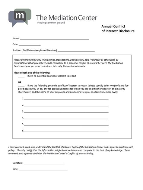 Fillable Online Sample Board Member Conflict Of Interests Disclosure