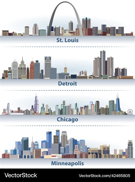 United states city skylines Royalty Free Vector Image