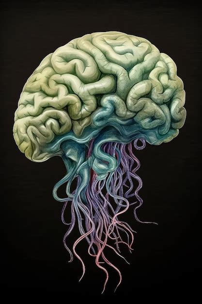 Premium Photo | Human brain with jellyfish tentacles