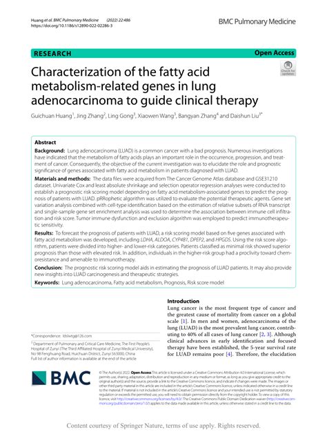 PDF Characterization Of The Fatty Acid Metabolism Related Genes In