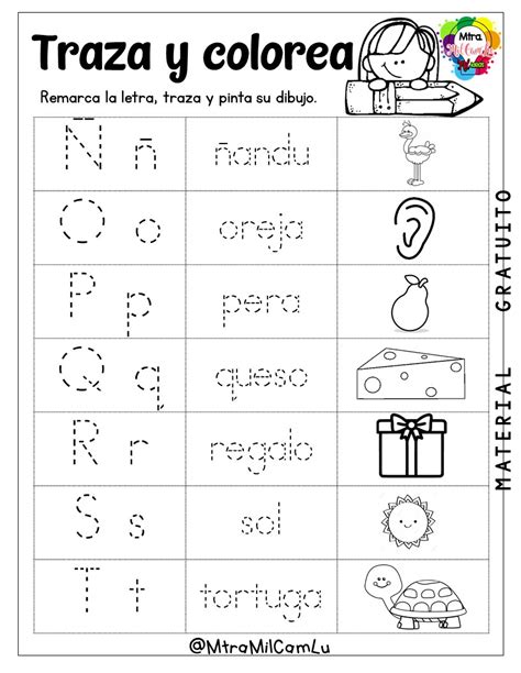 Traza Y Colorea Las Palabras Del Abecedario