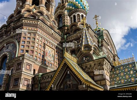 The Colourful Ornate Exterior Of The Church Of The Saviour On Spilled