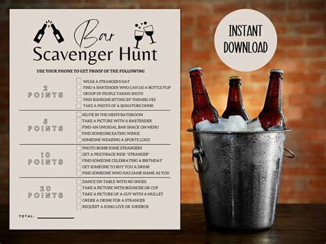 Bar Crawl Scavenger Hunt Bar Scavenger Hunt Bar Games Adult