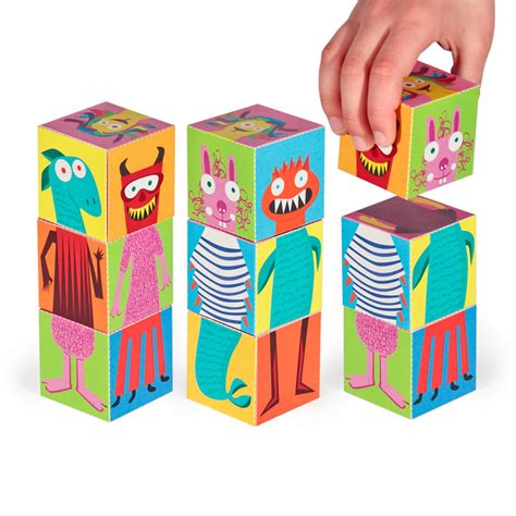 Monsters Blocks 2 Printable Pdf Toy Diy Craft Kit Paper Etsy