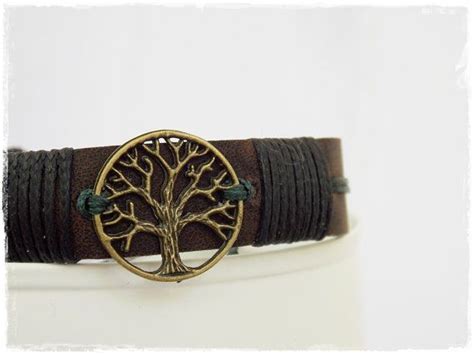 Tree Of Life Bracelet Mens Leather Bracelet Pagan Etsy Leather