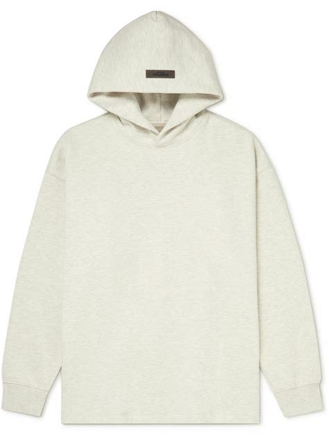 Fear Of God Essentials Logo Flocked Cotton Blend Jersey Hoodie Gray Fear Of God Essentials