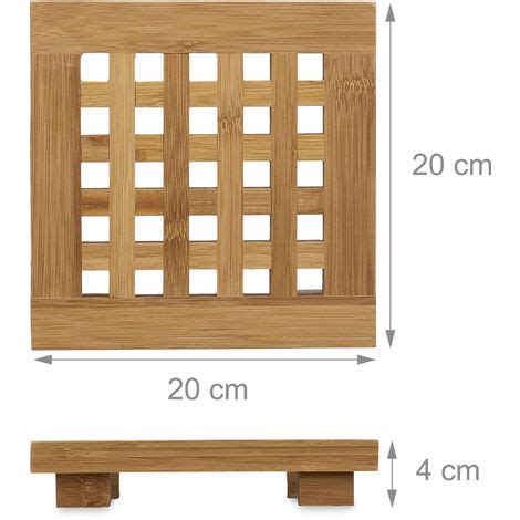 Relaxdays Untersetzer Er Set Quadratisch Bambus Topfuntersetzer Aus