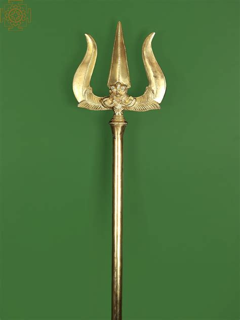 Large Shivas Trident Trishul In Brass Handmade Made In India