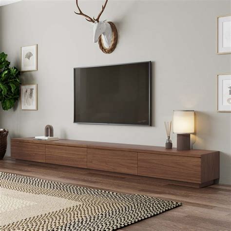 Povison 118 Minimalist Wood Tv Stand With Drawersmodern Long Media