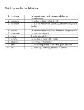 Group 15 Vocabulary Puzzle Packet Quiz And Answer Key SAT LEVEL VOCAB