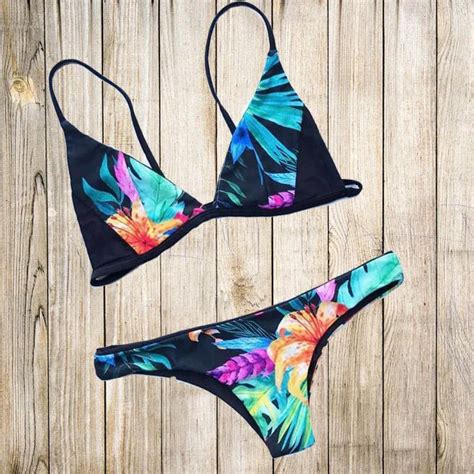 Lady Women Bikini Set 2018 Bandage Design Floral Printed Swimsuit