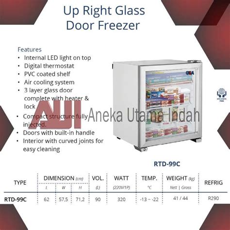 Jual Gea Rtd C Mini Upright Glass Door Freezer Premium Ice Cream