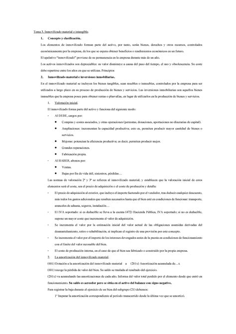 Tema 3 Resumen Contabilidad Financiera II Tema 3 Inmovilizado