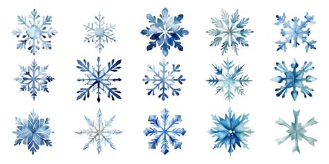 Premium Vector | Set watercolor Christmas snowflakes on white background