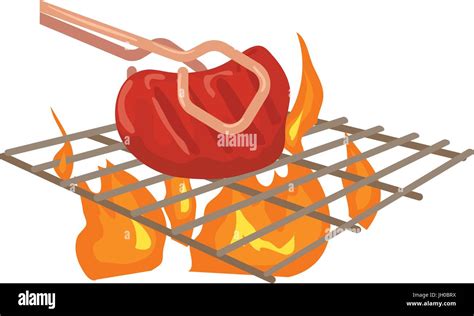 Cooking Beef On Barbecue Icon Cartoon Style Stock Vector Image Art