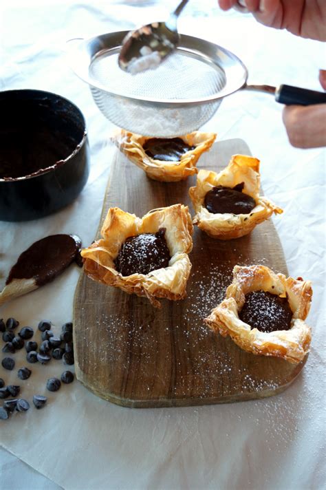 dark chocolate custard phyllo cups | The Baking Fairy