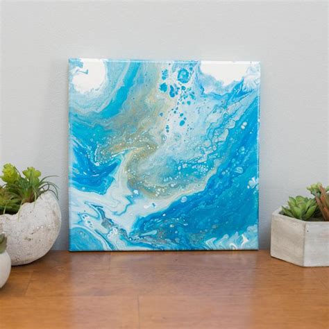 Ocean Abstract Art - 10 x 10 Blue Acrylic Painting | Blue abstract ...