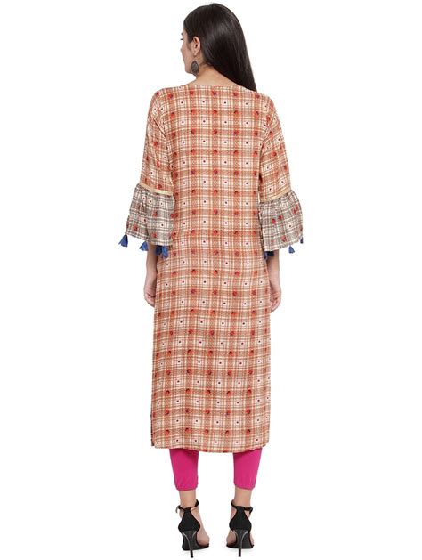 Buy Online Checkered Straight Kurta From Kurta Kurtis For Women By Aujjessa For ₹1091 At 43 Off