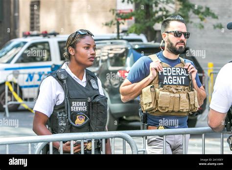 New York City, 9/27/2019: US federal agent and a Secret Service agent ...