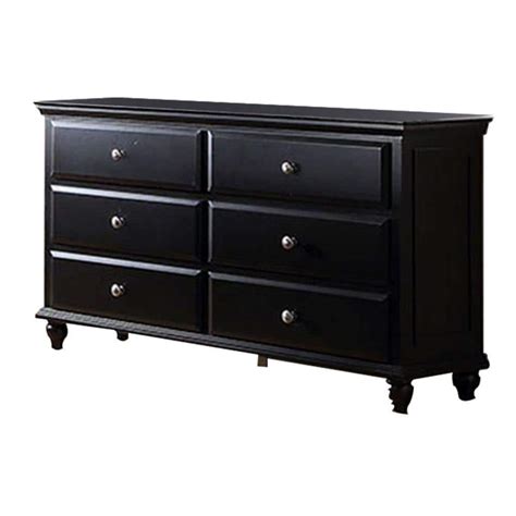 Benjara In Brown And Silver Drawer Wooden Dresser Without Mirror