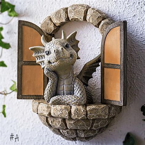 Dragon Garden Statue Dinosaur Resin Garden Statue Creative - Etsy